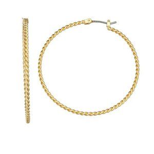 Napier Gold Tone Twisted Thin Hoop Earrings